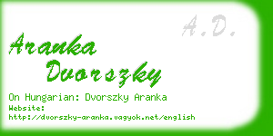 aranka dvorszky business card